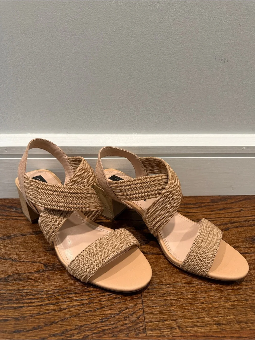 Steve Madden Woven Tan Crisscross Slingback Sandals
